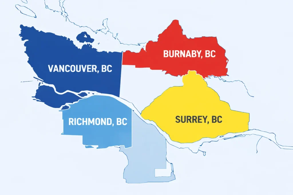 Service Areas of Gentle Moving LTD